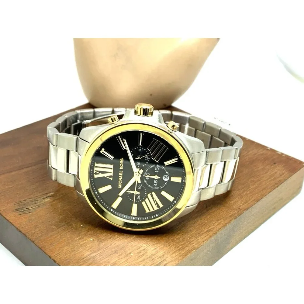 Michael Kors Men's Watch MK8880 Quartz Chronograph Black Dial Two Tone Steel